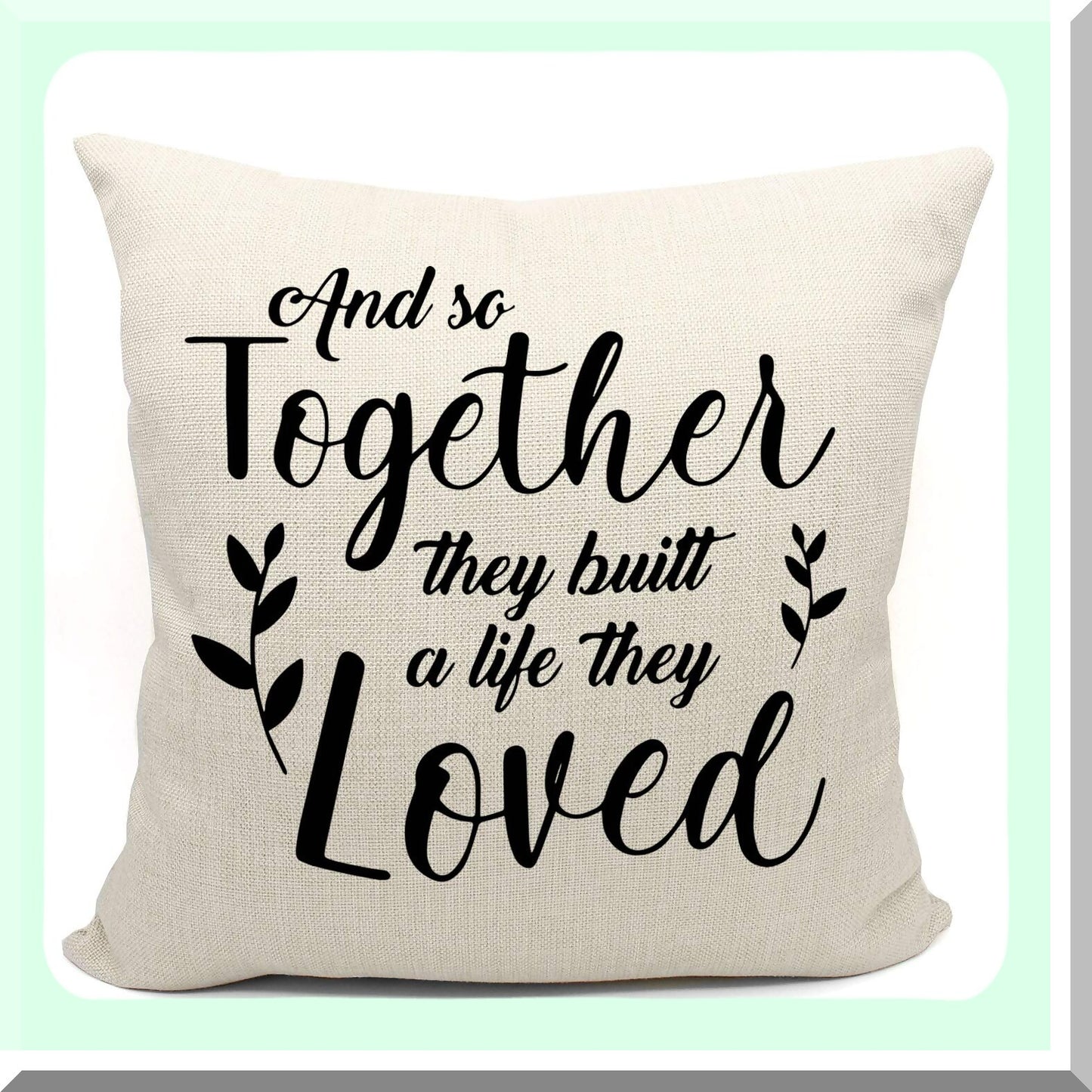 Love Nest Linen Pillow Covers 18x18 - Couple Housewarming Gift - Home Sweet Home Cushion Cover for Sofa Couch Bed - Together Forever Decor