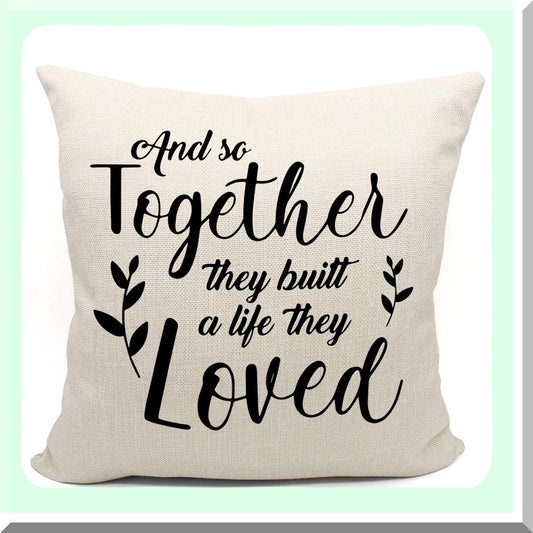 Love Nest Linen Pillow Covers 18x18 - Couple Housewarming Gift - Home Sweet Home Cushion Cover for Sofa Couch Bed - Together Forever Decor