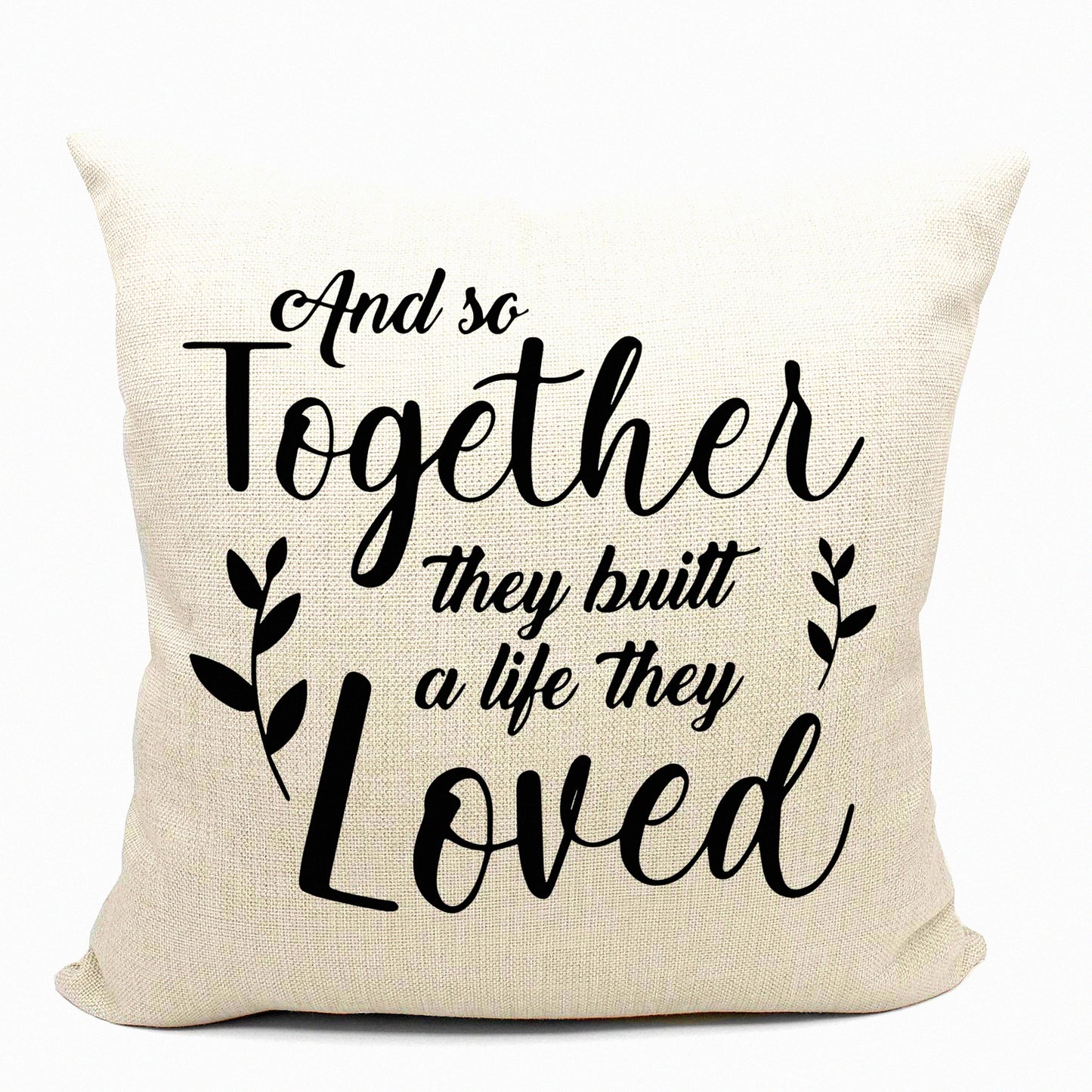 Love Nest Linen Pillow Covers 18x18 - Couple Housewarming Gift - Home Sweet Home Cushion Cover for Sofa Couch Bed - Together Forever Decor