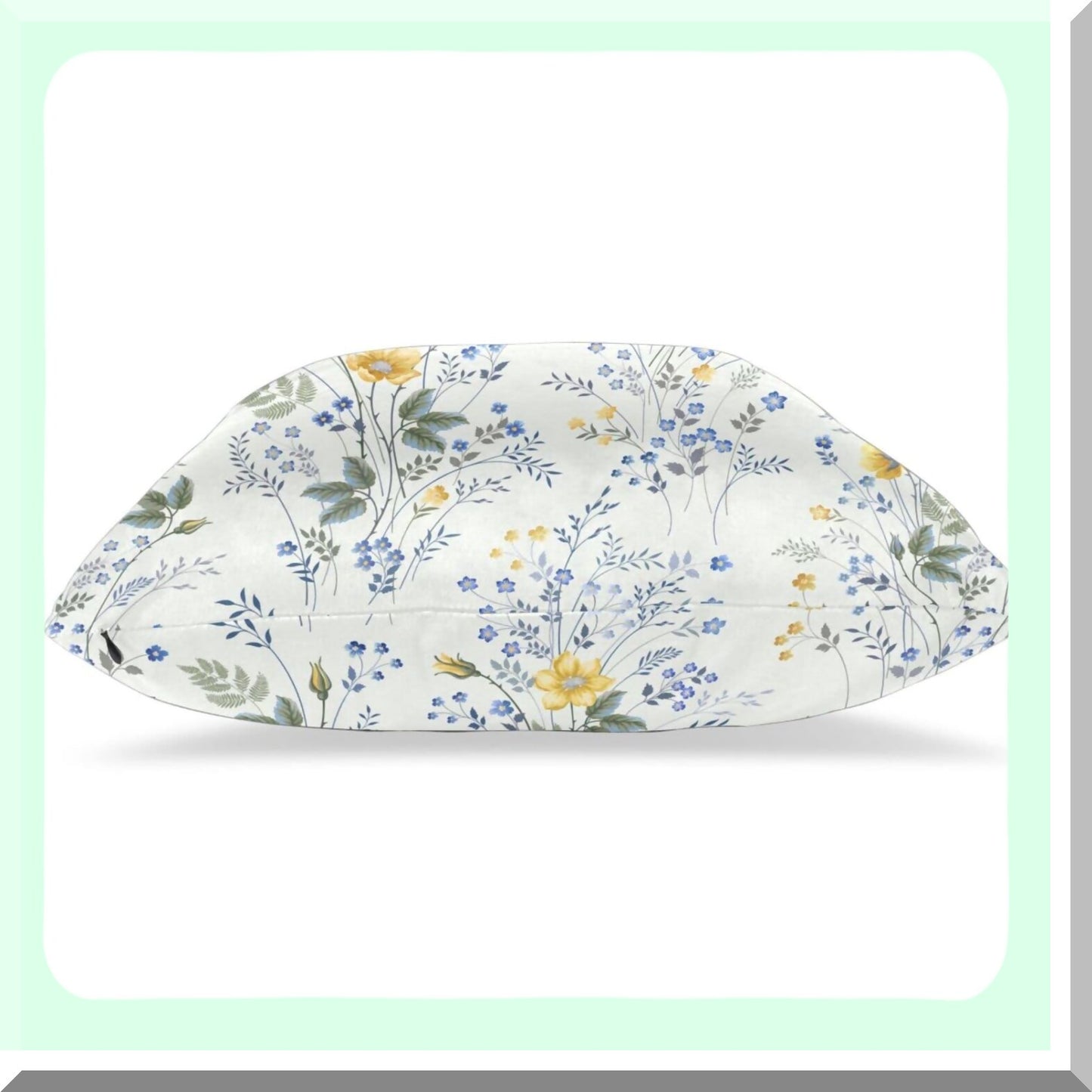 Spring Wildflower Cushion Covers - Set of 2, Farmhouse Floral Pillowcase for Home Decor, Blue and Yellow Flower Throw Pillow Covers 16 x 16 Inch