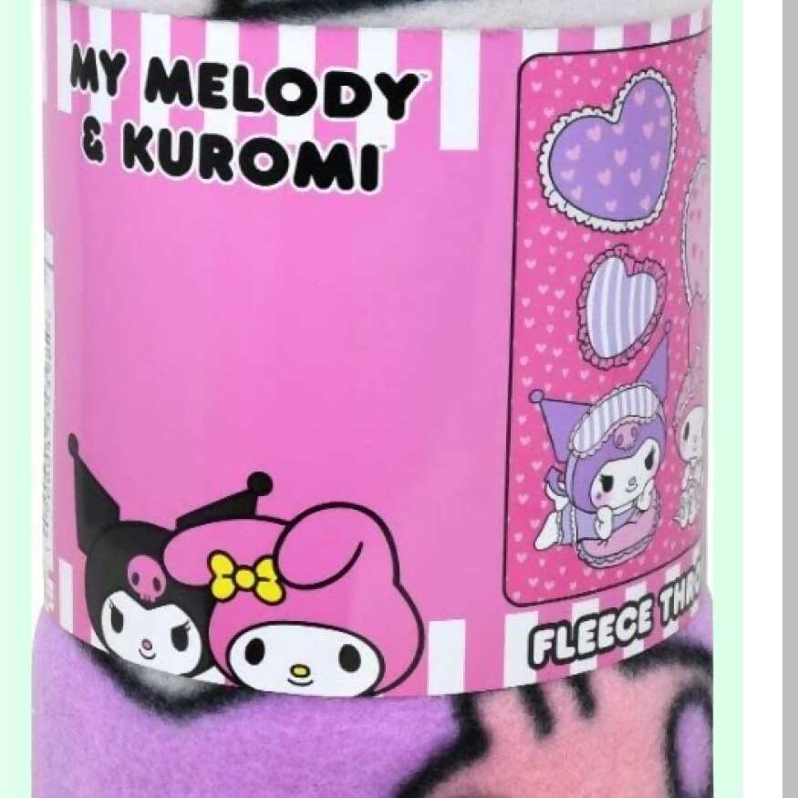Cozy Melody Kuromi Fleece Throw - Soft Pink 45'x60' Blanket