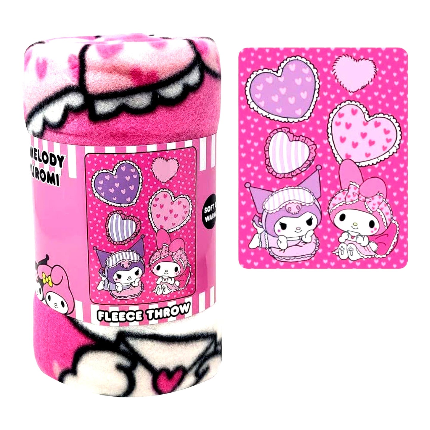 Cozy Melody Kuromi Fleece Throw - Soft Pink 45'x60' Blanket