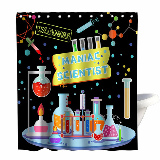 Science Lab Shower Curtain Black Blue 72x72