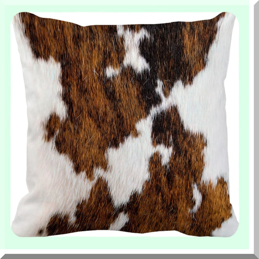 Cowhide Tricolor Pillow Cover - Western Farmhouse Decor 18X18 Inch Throw Pillow Sham for Couch Bed - Black White Brown Southwestern Cushion Case
