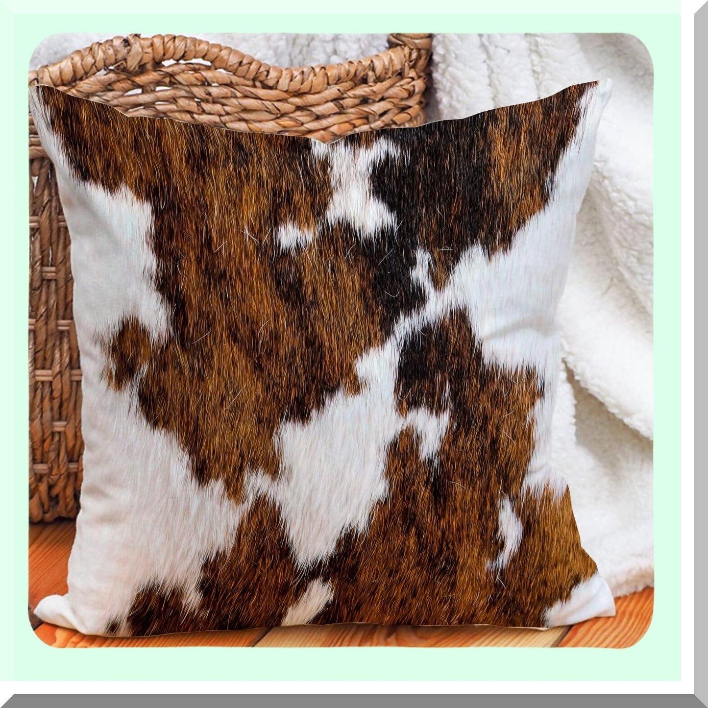 Cowhide Tricolor Pillow Cover - Western Farmhouse Decor 18X18 Inch Throw Pillow Sham for Couch Bed - Black White Brown Southwestern Cushion Case