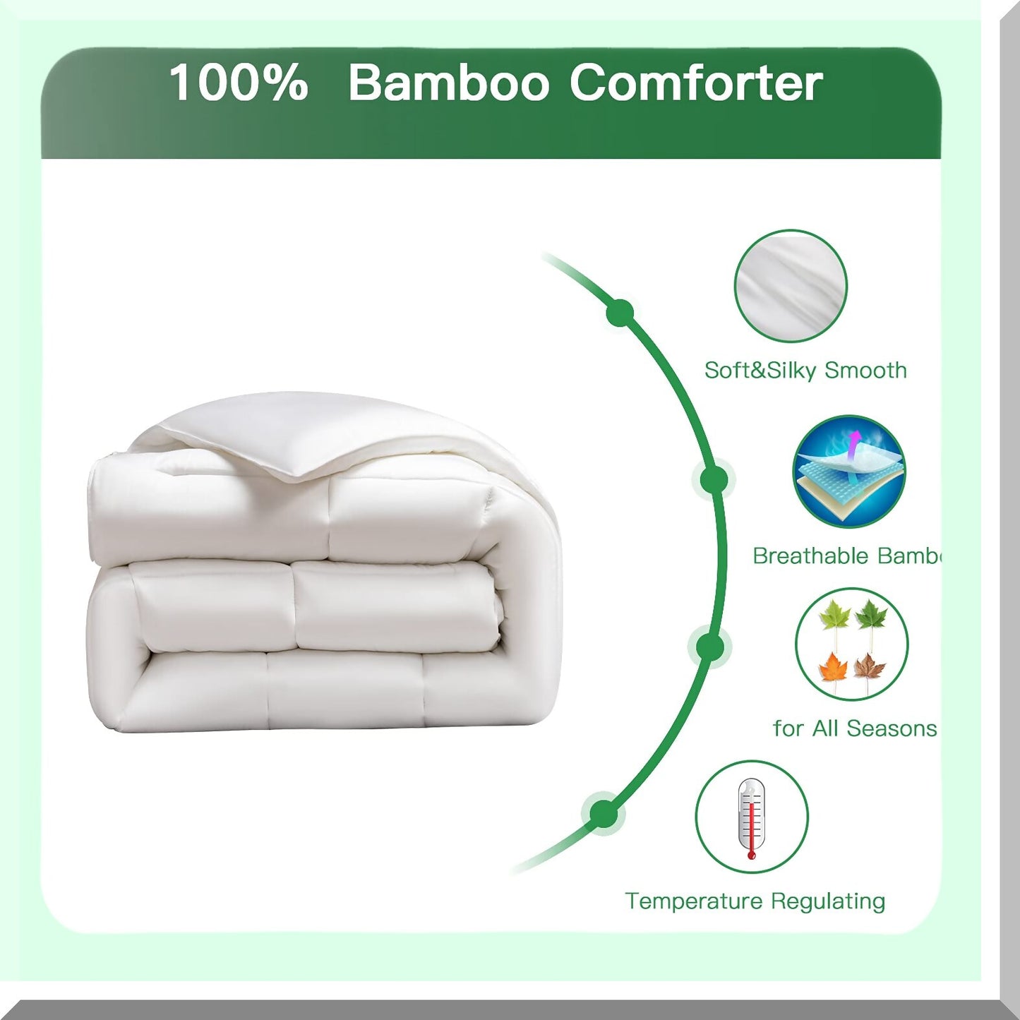 BambooCool Comforter - Breathable Cooling Silky Soft Duvet Insert for Hot Sleepers - Twin Size All Season Comforter 88x64 Inches - White - 100% Viscose