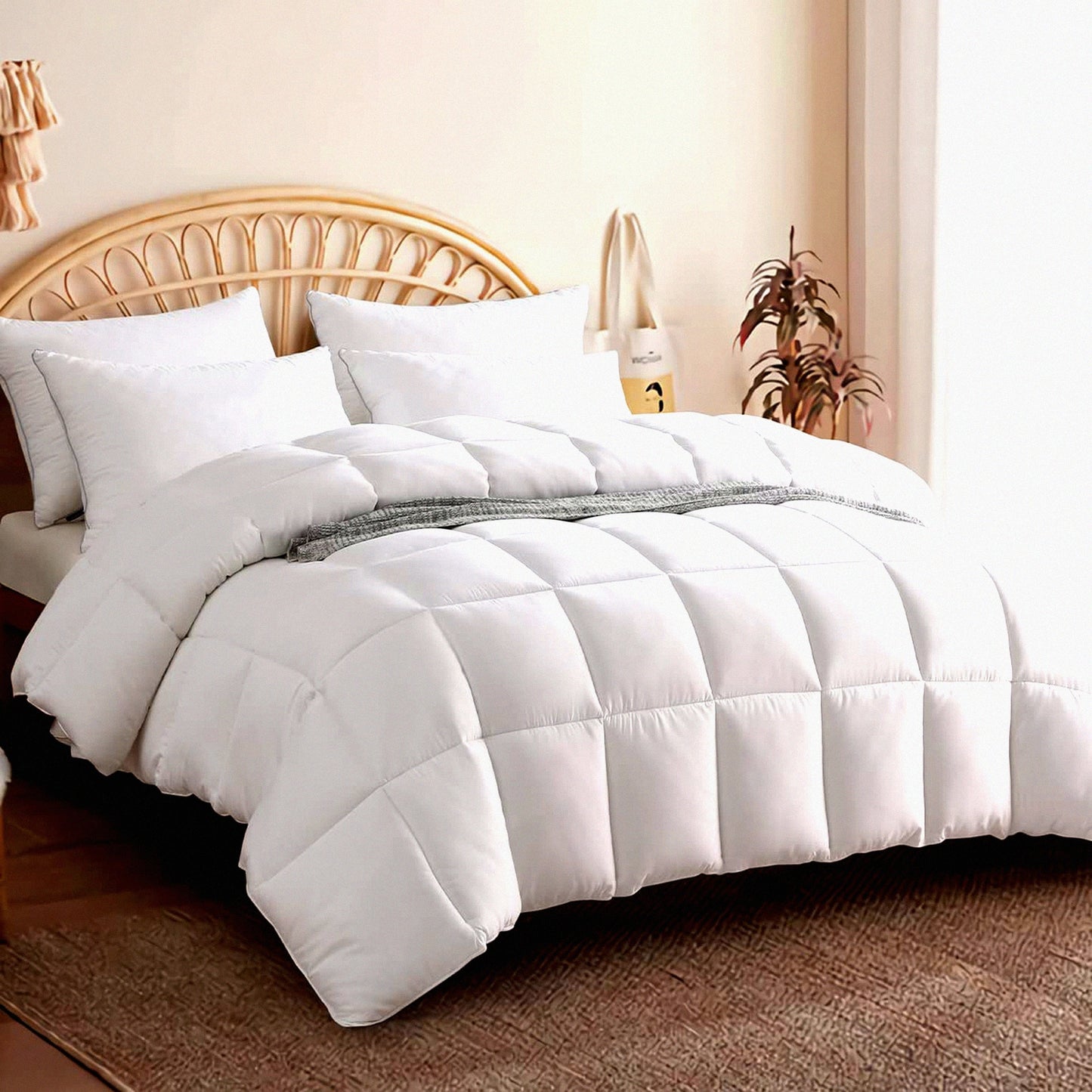 BambooCool Comforter - Breathable Cooling Silky Soft Duvet Insert for Hot Sleepers - Twin Size All Season Comforter 88x64 Inches - White - 100% Viscose