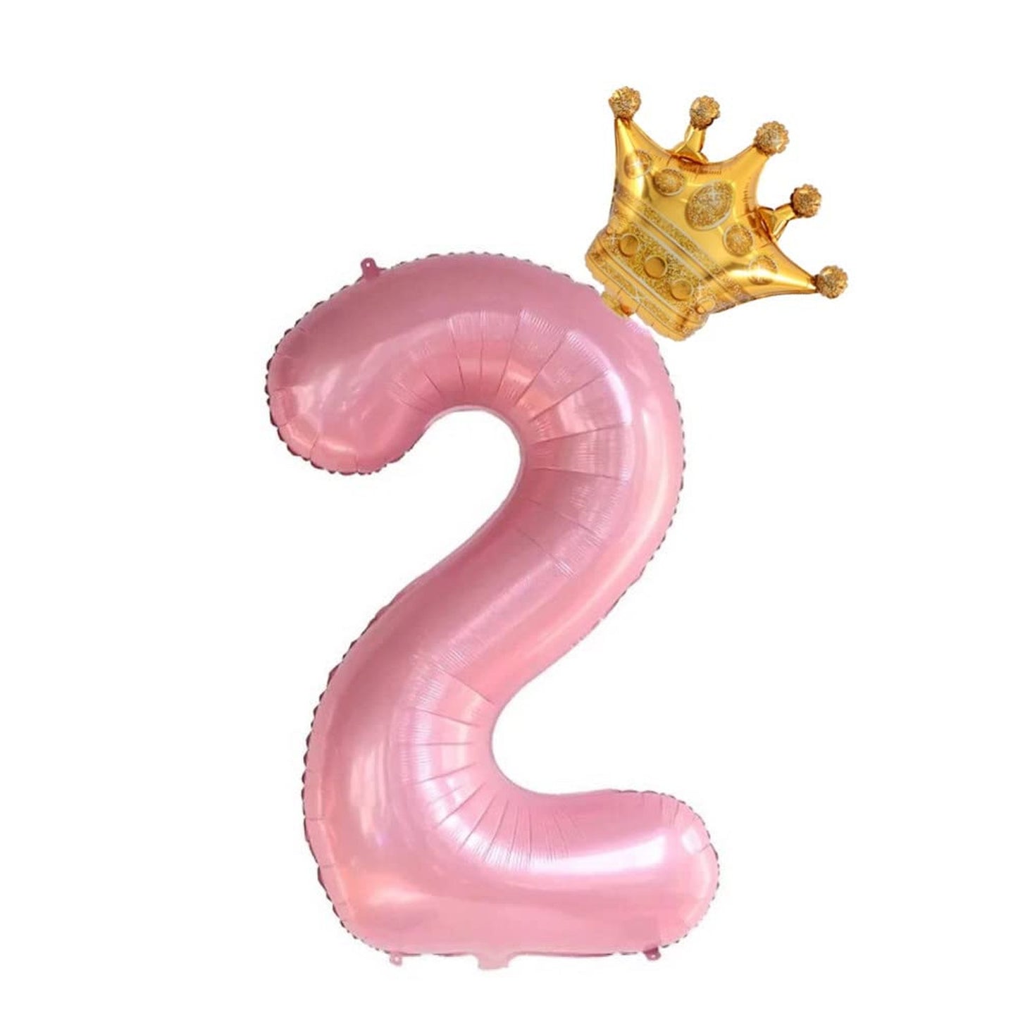 Pink Crown Number 2 Balloon - Jumbo 40" Aluminum Number 2 Balloon for 2nd Birthday Party Decorations, Baby Shower, Children's Events