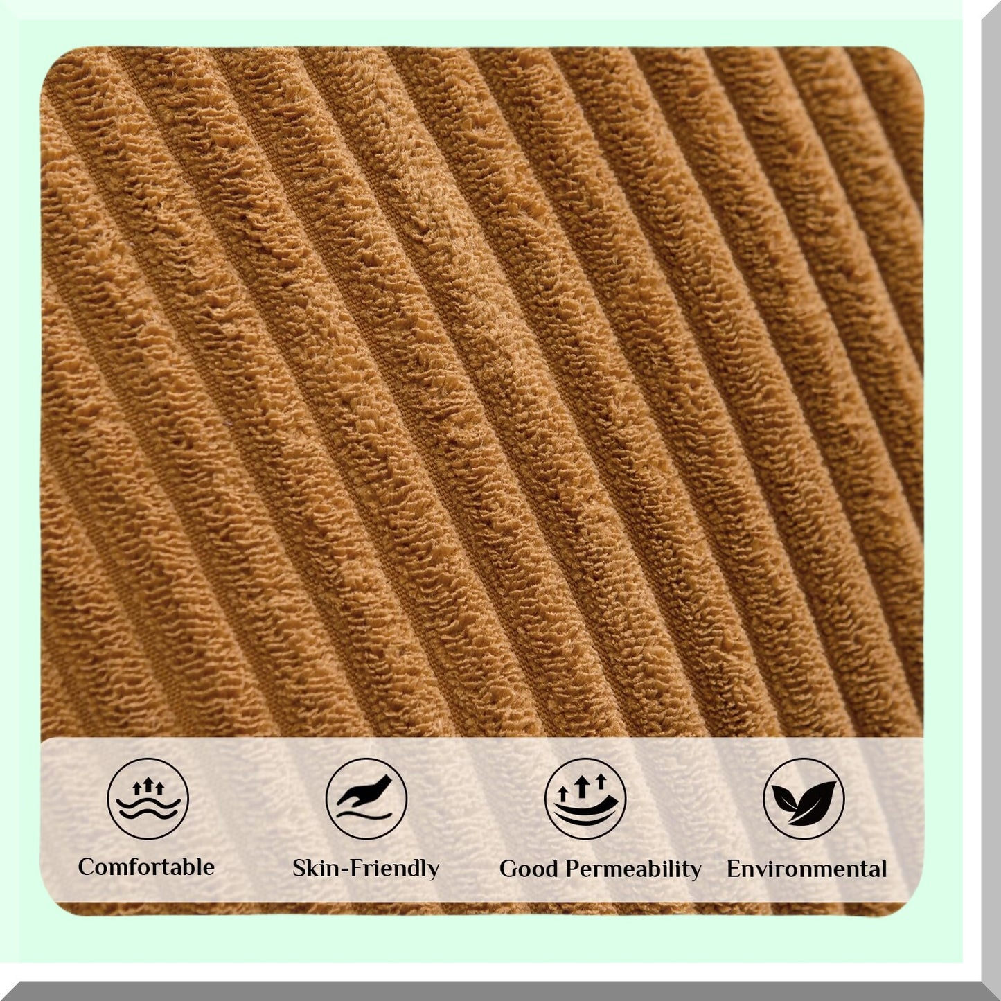 Corduroy Stripe Decor Pillow Covers - Set of 4, Soft 16x16 Cushion Cases for Couch Sofa Bedroom Living Room in Brown - No Inserts