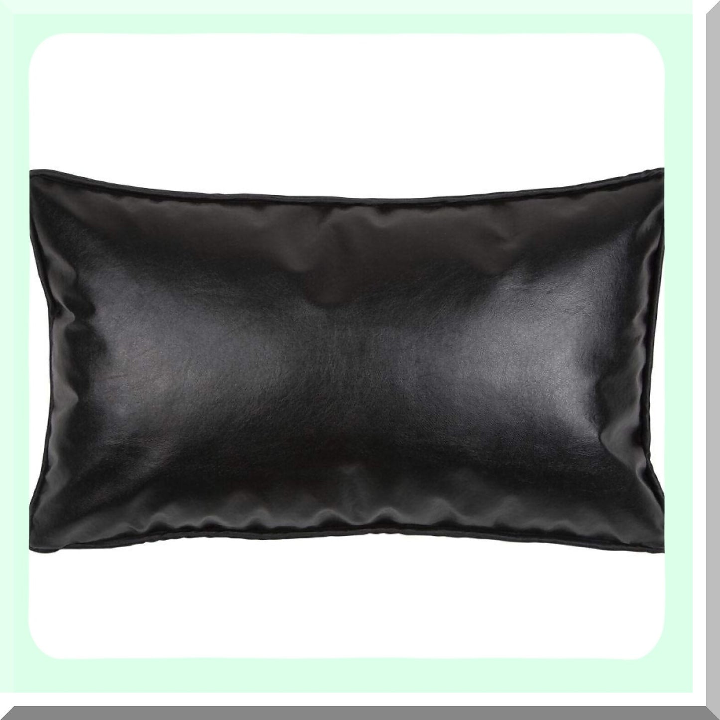 Luxury Black Leather Bolster Pillow Cover - Modern Contemporary Design Decorative Cushion Case with Piping - Indoor-Outdoor Lumbar Slipcover