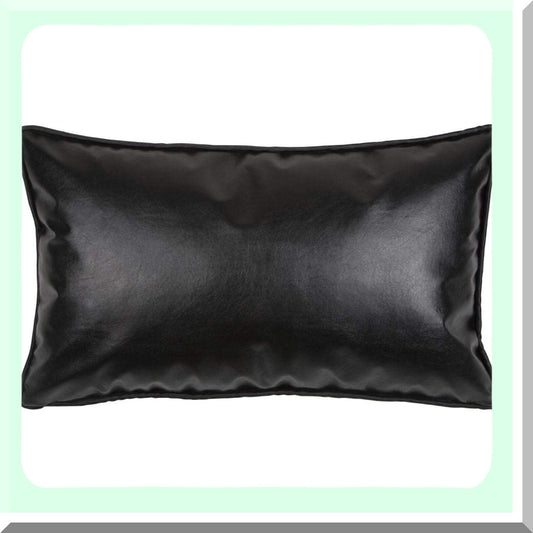 Luxury Black Leather Bolster Pillow Cover - Modern Contemporary Design Decorative Cushion Case with Piping - Indoor-Outdoor Lumbar Slipcover