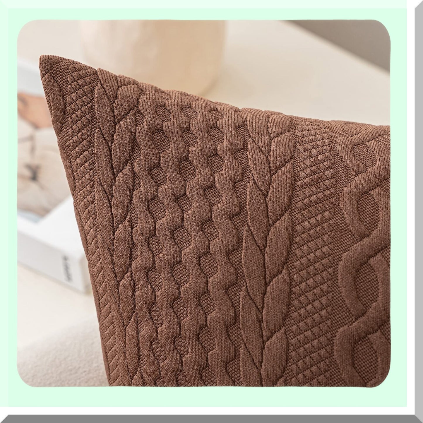 Brown Farmhouse Embossed Pillow Covers - Set of 2 | Modern Soft Cushion Covers 18x18 for Sofa & Bed | Decorative Livingroom Throw Pillow Covers