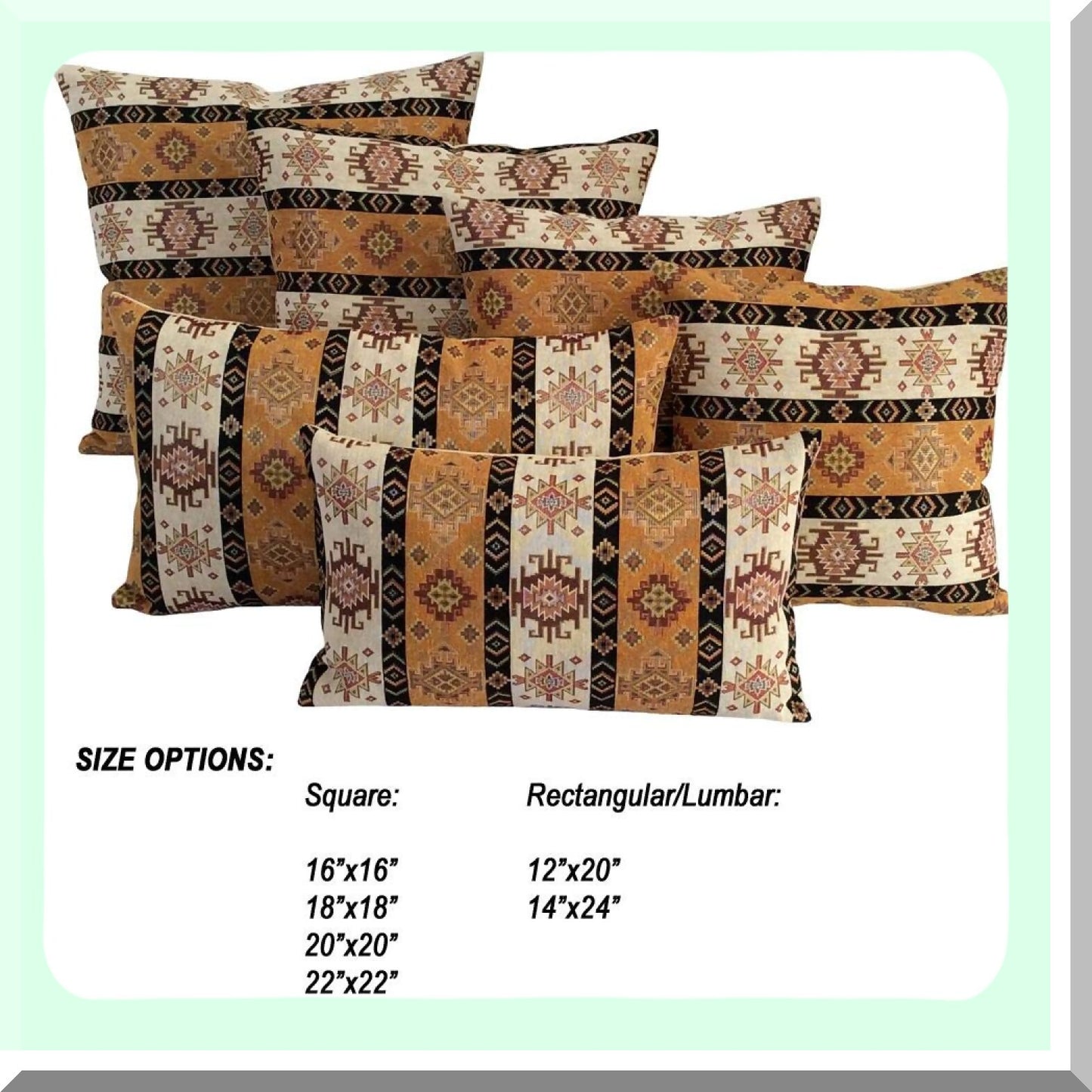 Boho Chic Kilim Throw Pillow Covers - Mustard Yellow & Cream Decorative Cushions for Living Room & Outdoor, 16x16 Inches, Window Seat Case