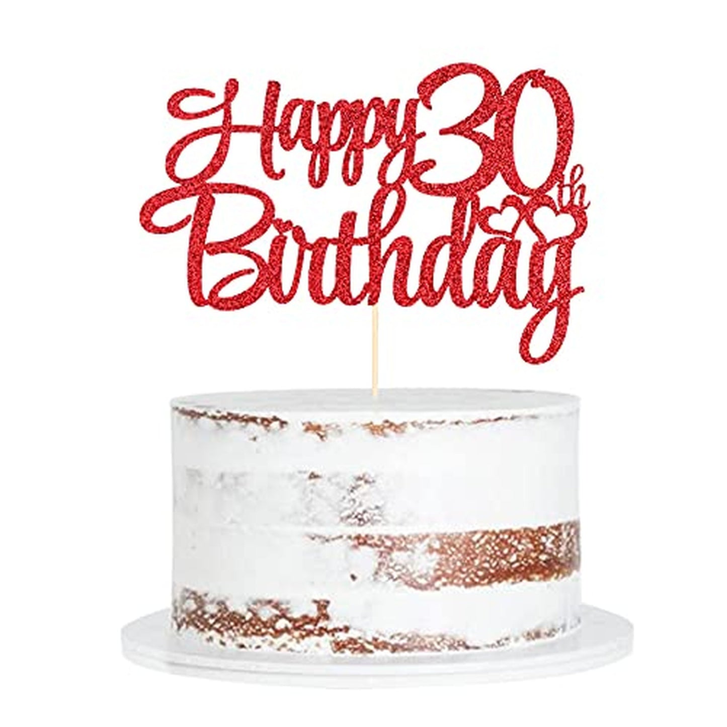 Red 30th Birthday Cake Topper for Party Decorations