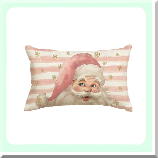 Pink Stripe Cushion Cover - 12x20 Inch Decorative Throw Pillow Case for Sofa Couch - Claus Collection