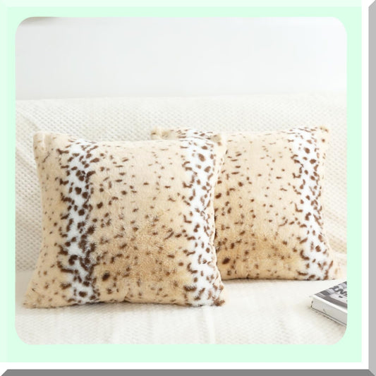 Snow Leopard Cheetah Plush Pillow Covers - Safari Animal Print Decorative Cushions for Sofa & Couch - Aesthetic Room Decor - Wild Animal Throw Pillows