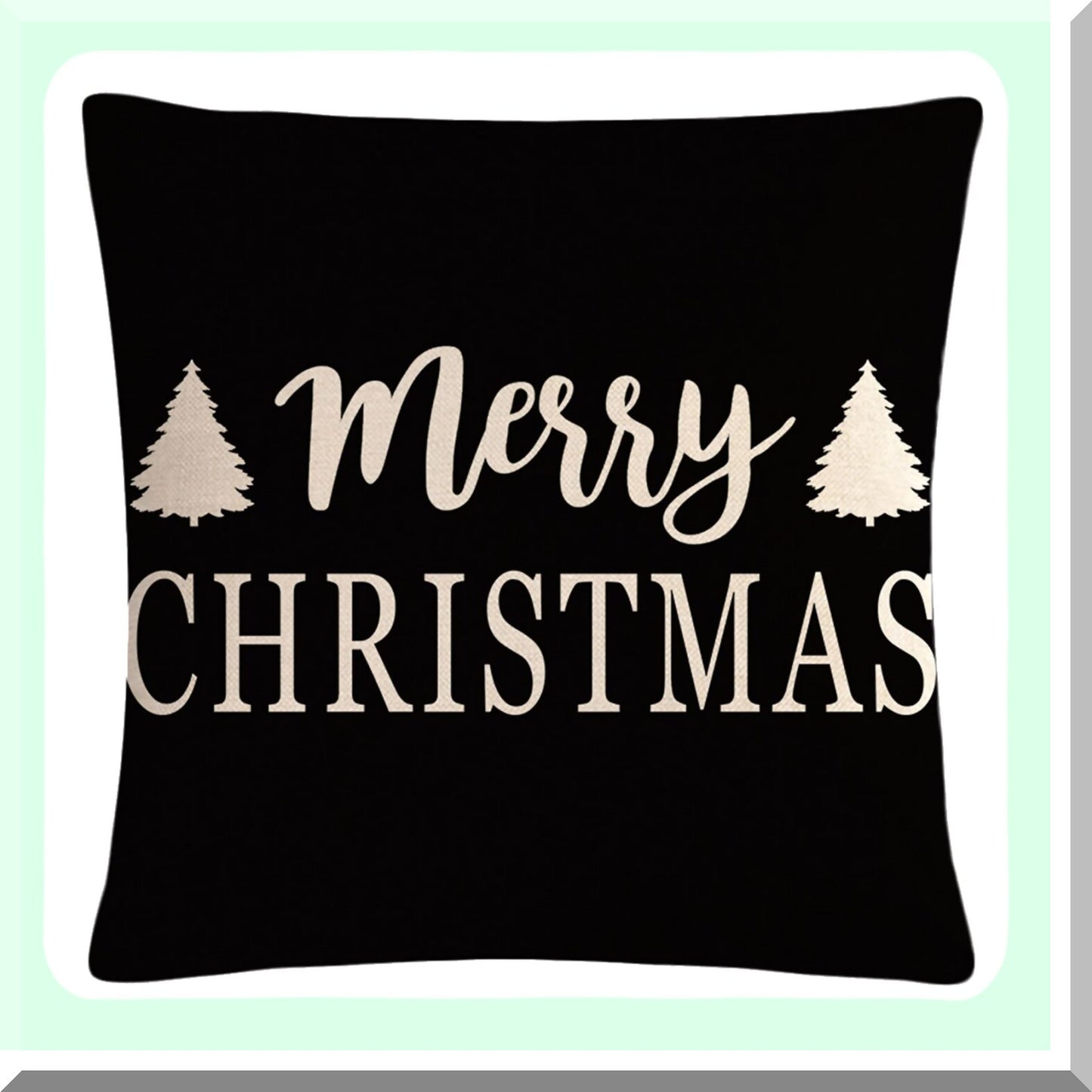 Winter Wonderland Pillowcase Set - Festive Holiday Decor Cushion Covers for Home & Patio - Black Tree & Happy Winter Design - Farmhouse Style 18x18