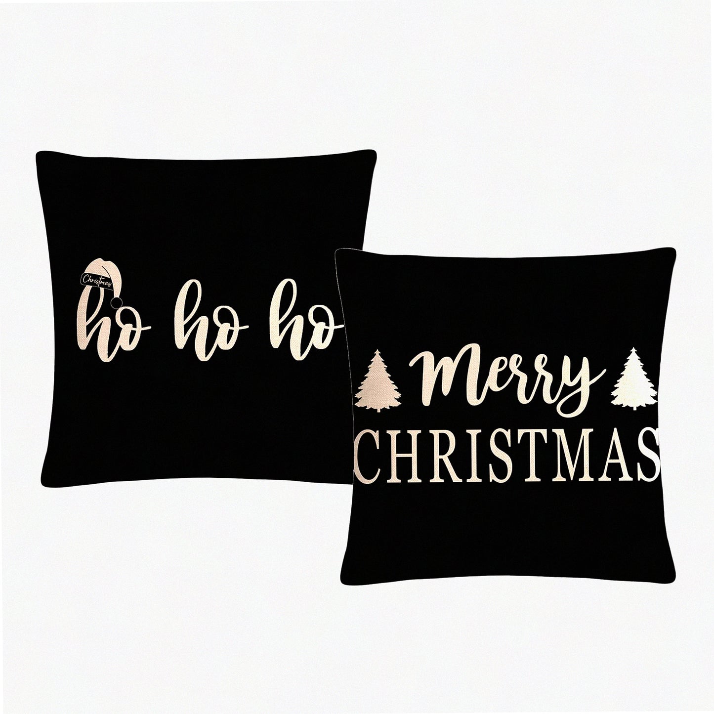 Winter Wonderland Pillowcase Set - Festive Holiday Decor Cushion Covers for Home & Patio - Black Tree & Happy Winter Design - Farmhouse Style 18x18