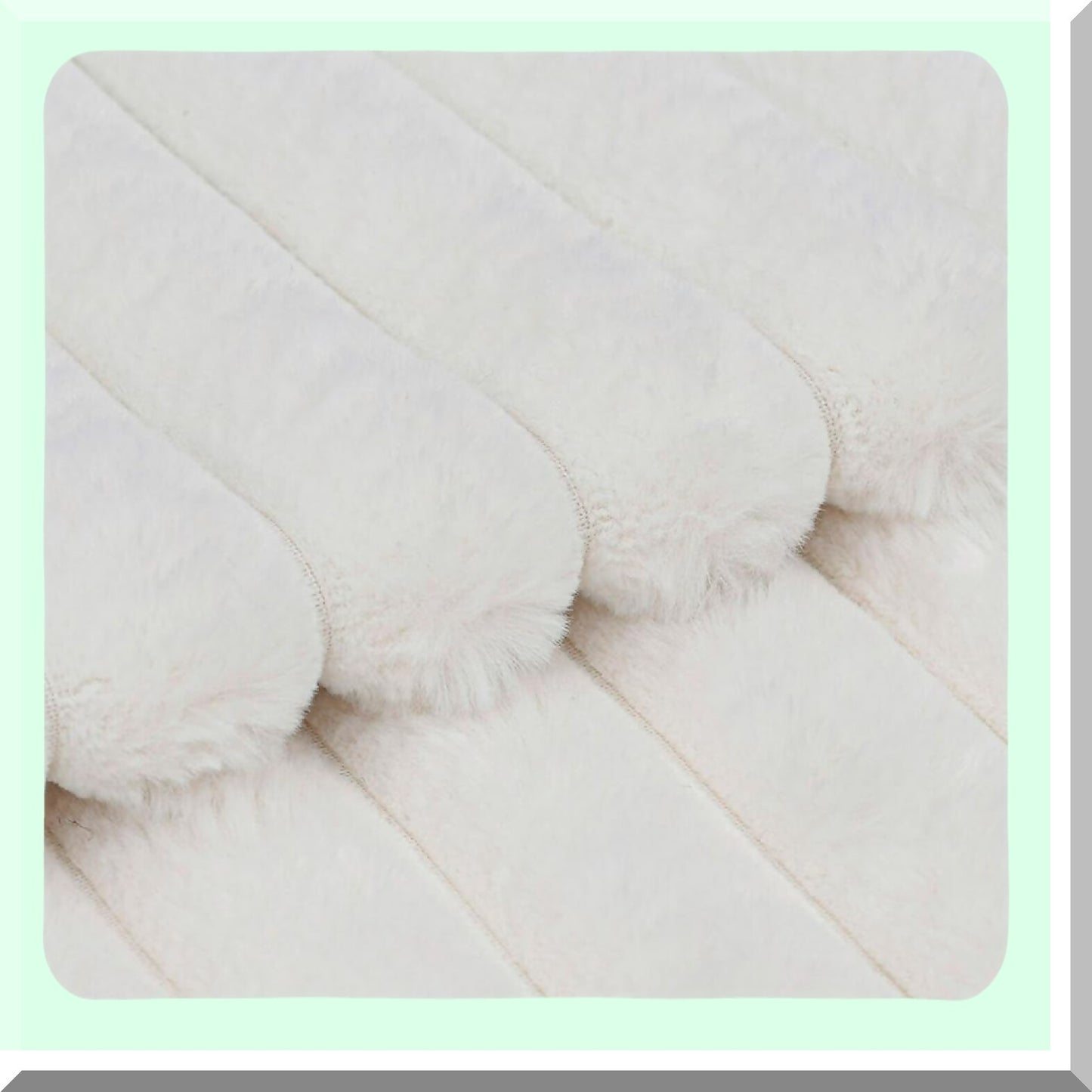 Cream Fluffy Wool Plush Pillow Covers - Set of 2 | Soft Striped Decorative Cushion Shell for Sofa & Bedroom | 16x16 Inch Decor Pillow Cover