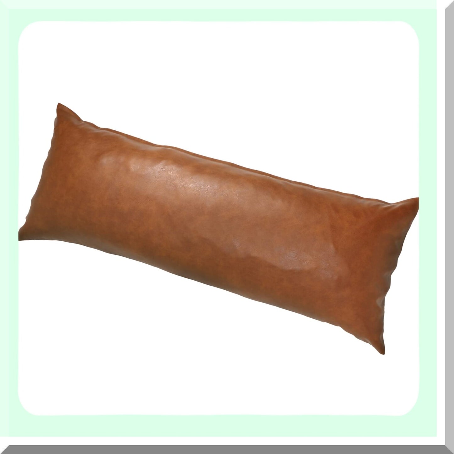 Boho Leather Lumbar Pillow Cover - Farmhouse Decor Cushion Case for Sofa Couch Bed - Modern Vegan Brown Long Throw Pillow Case 14 x 36
