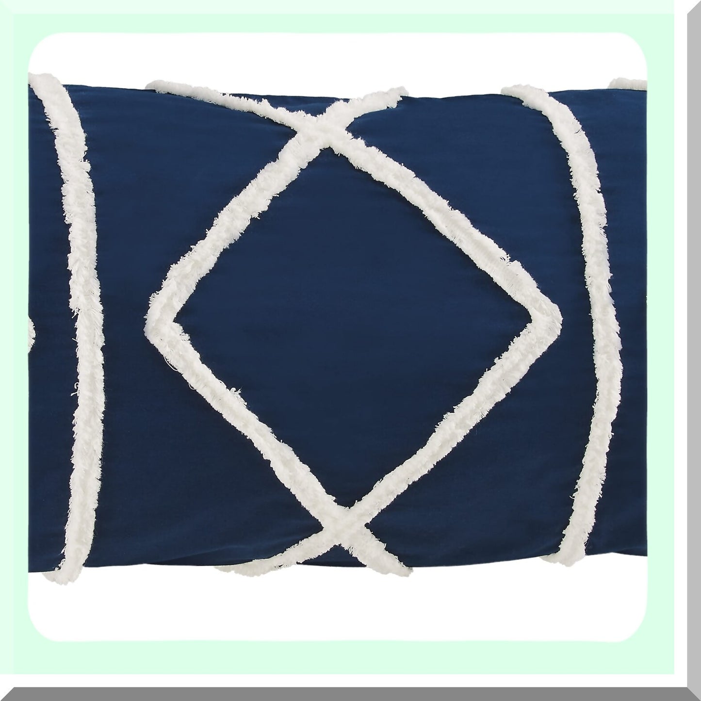 Navy Ivory Macrame Tufted Fringe Body Pillow Cover - Boho Chic Farmhouse Decor - Geometric Accent Throw Case - Sweet Jojo Designs 54x20 Zipper