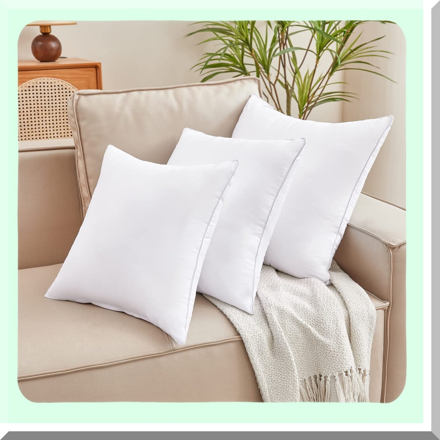 SoftSquare White Pillow Inserts - Set of 2 | 18x18 Rectangle Sofa Cushion Inserts | Decorative Couch Pillow Stuffers with Polyester Cover