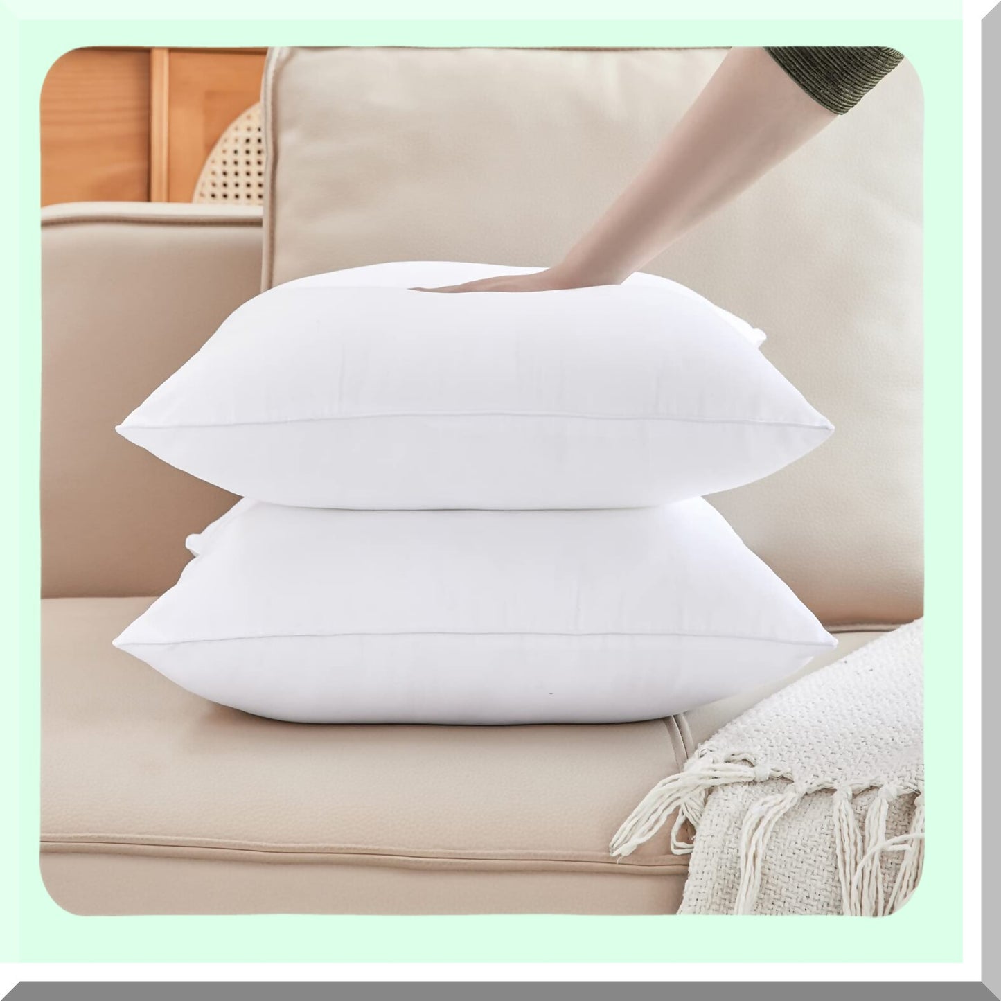SoftSquare White Pillow Inserts - Set of 2 | 18x18 Rectangle Sofa Cushion Inserts | Decorative Couch Pillow Stuffers with Polyester Cover