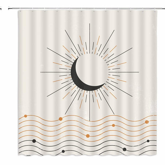 Mid Century Abstract Sun Moon Shower Curtain 70x70 inches