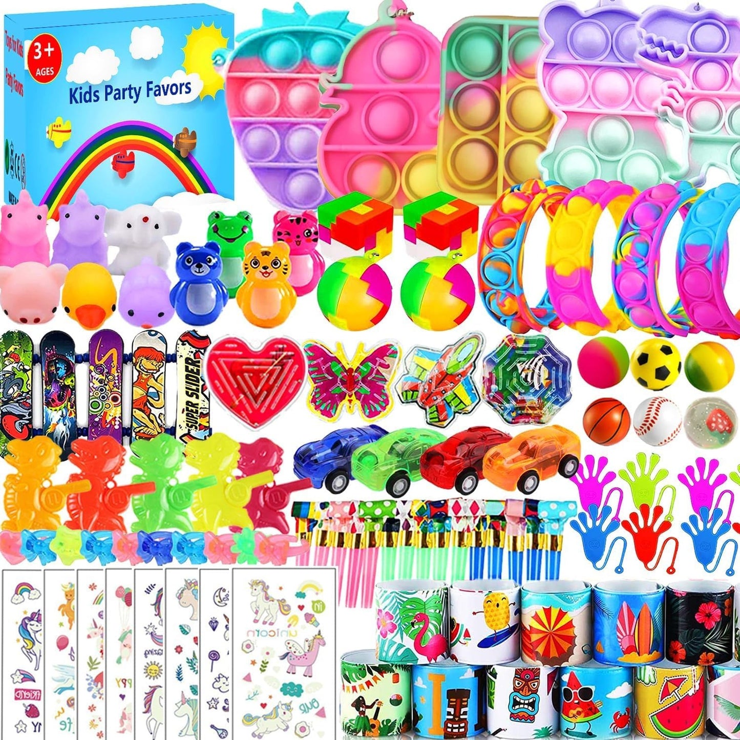 Party Treasure Box - 120 Pcs Kids Prizes & Goodie Bag Stuffers. Perfect for Clroom, Pinata Filler, Return Gifts for Birthday 4-8-12. Fun & Exciting!