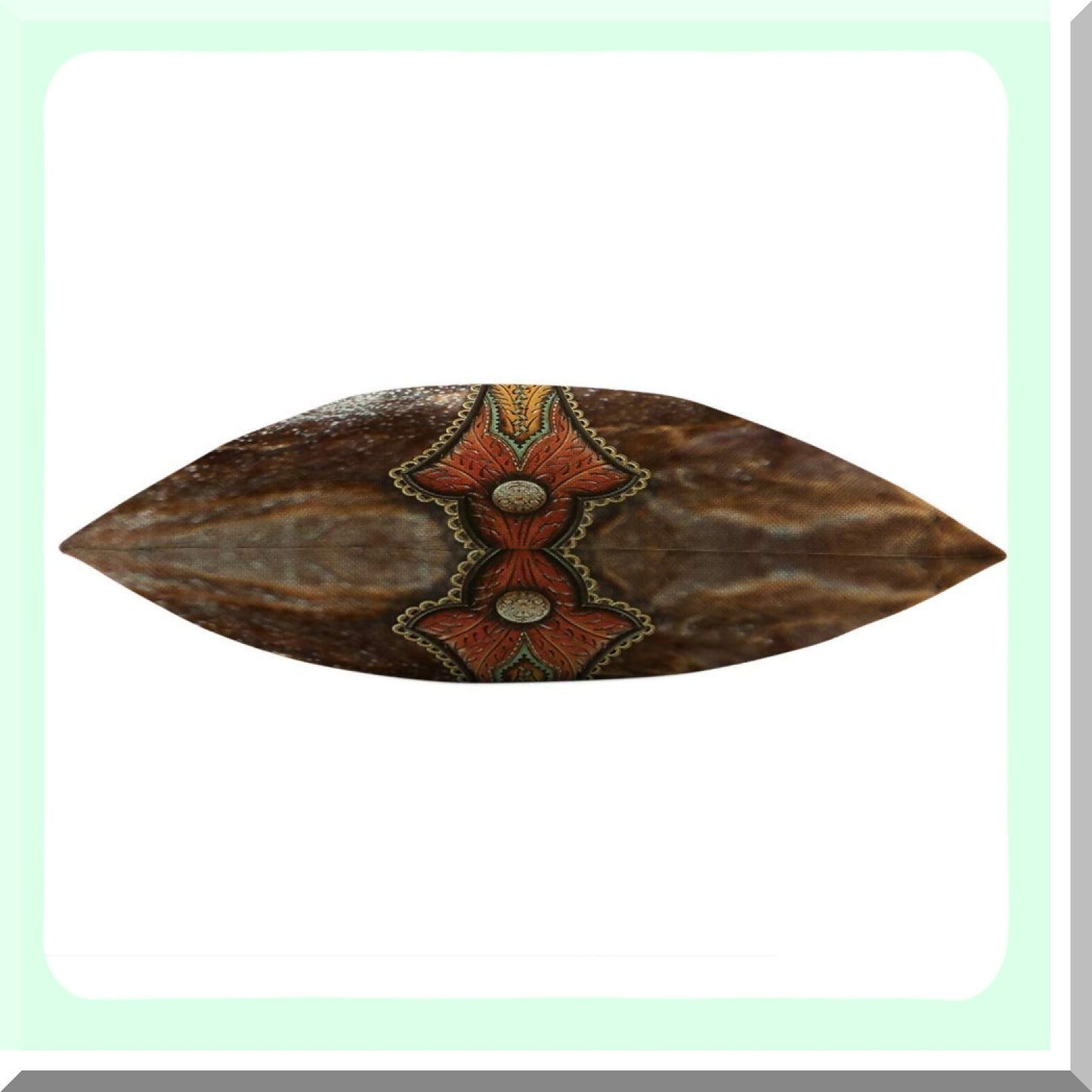 Turquoise Western Tooled Leather Pillow Cover - Soft Cotton Linen Cushion Case for Home Decor - 18"x18" Square Brown Decorative Pillow for Men, Women, Boys, Girls