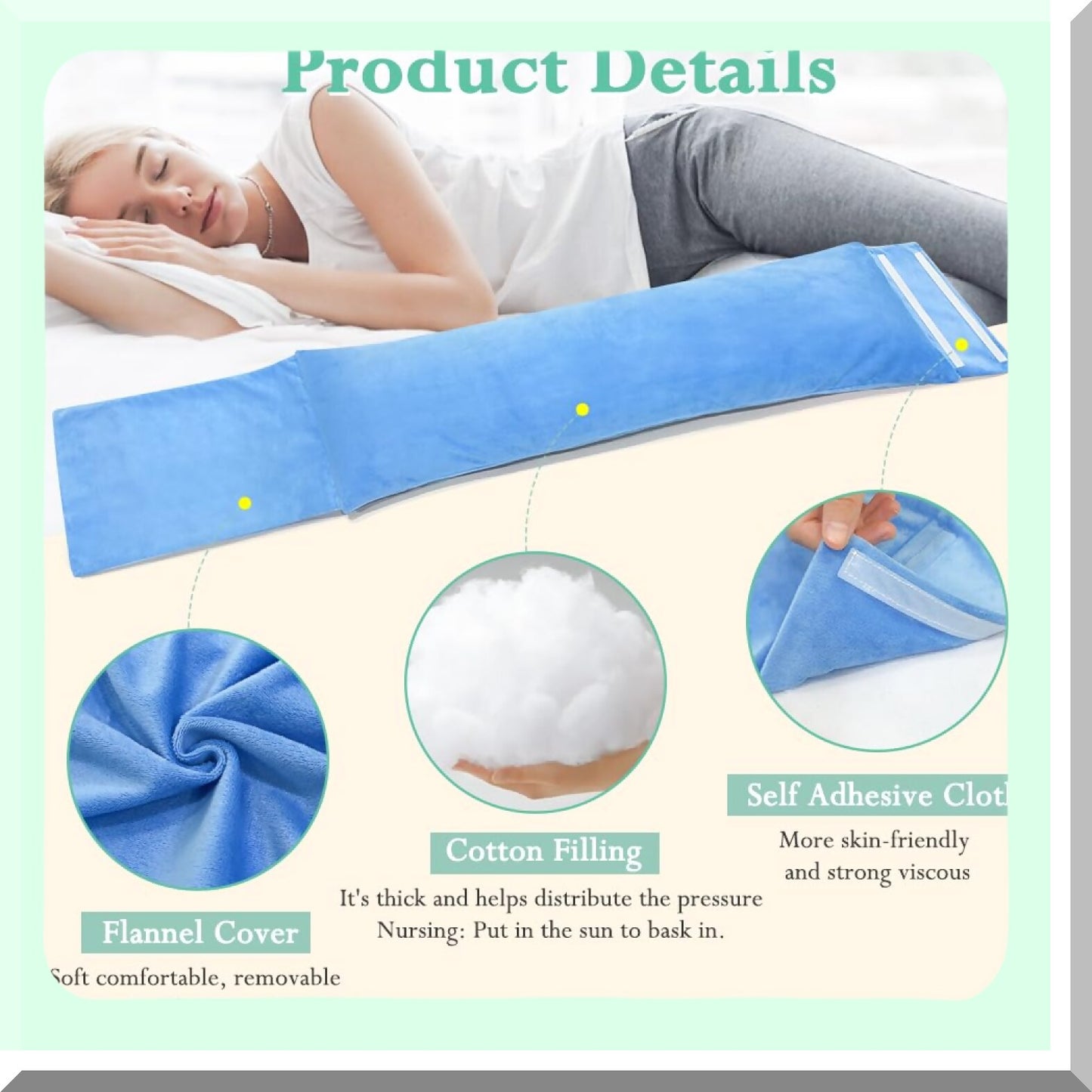 SleepEase Lumbar Relief Pillow - Sciatic Nerve & Lower Back Pain Support Roll for Office Chair, Bed, & Body. Side Sleeping Cushion for Sciatica, Herniated Disc, Scoliosis Relief.