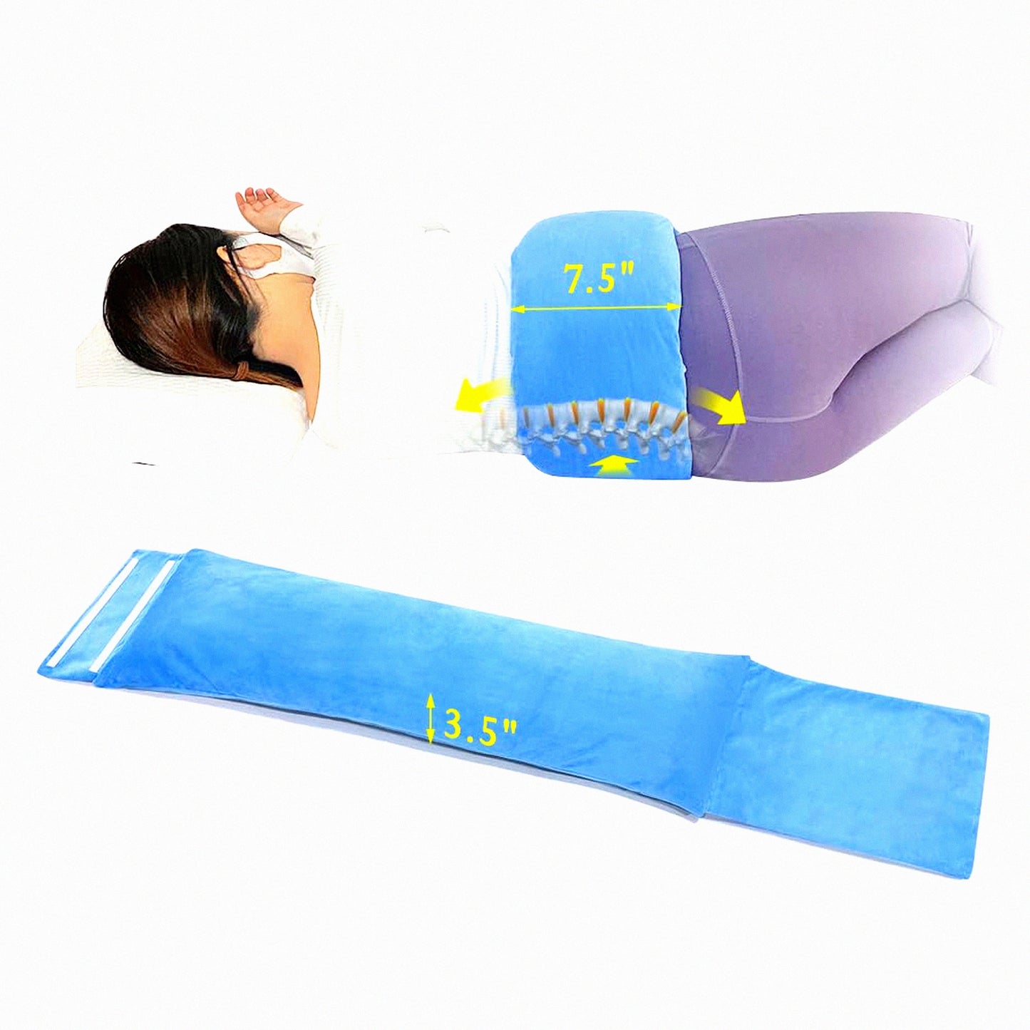 SleepEase Lumbar Relief Pillow - Sciatic Nerve & Lower Back Pain Support Roll for Office Chair, Bed, & Body. Side Sleeping Cushion for Sciatica, Herniated Disc, Scoliosis Relief.