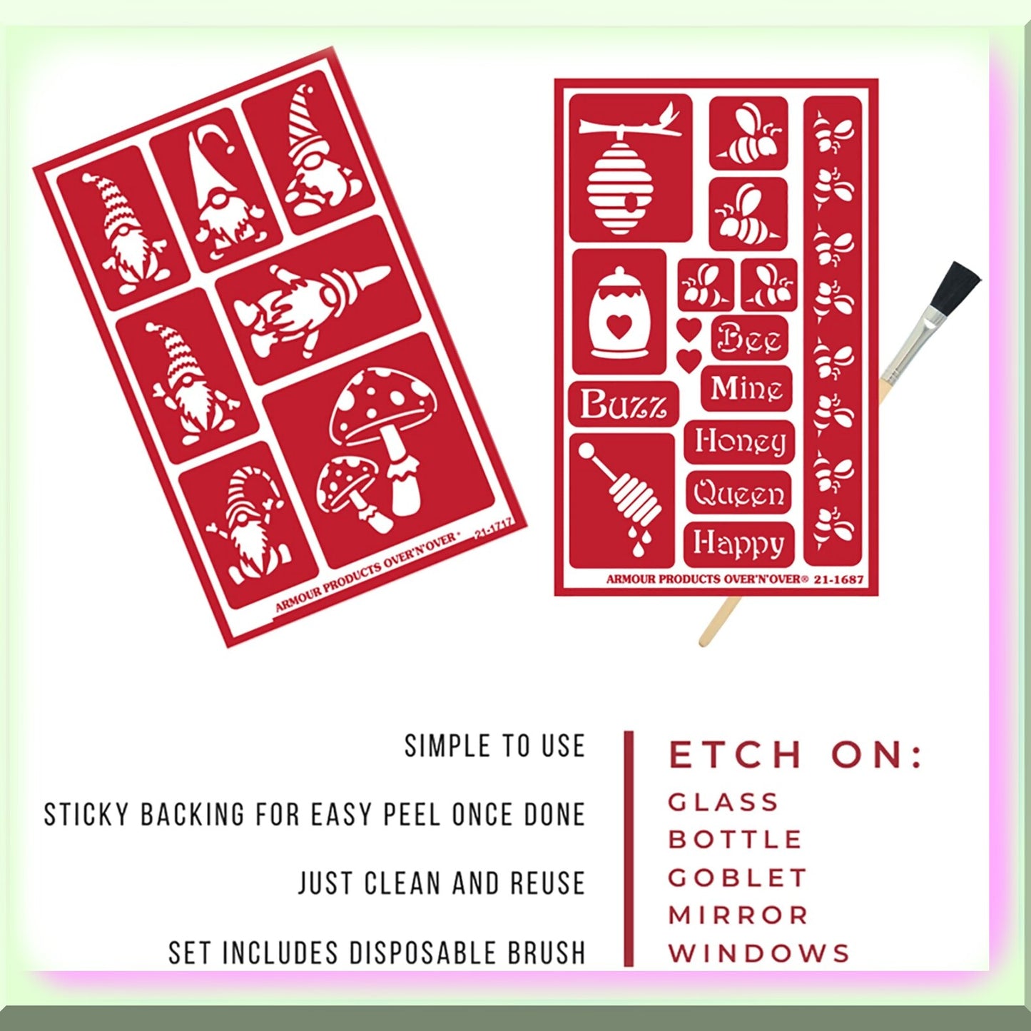 Gnomely Beehive Etching Stencil Set with Brush