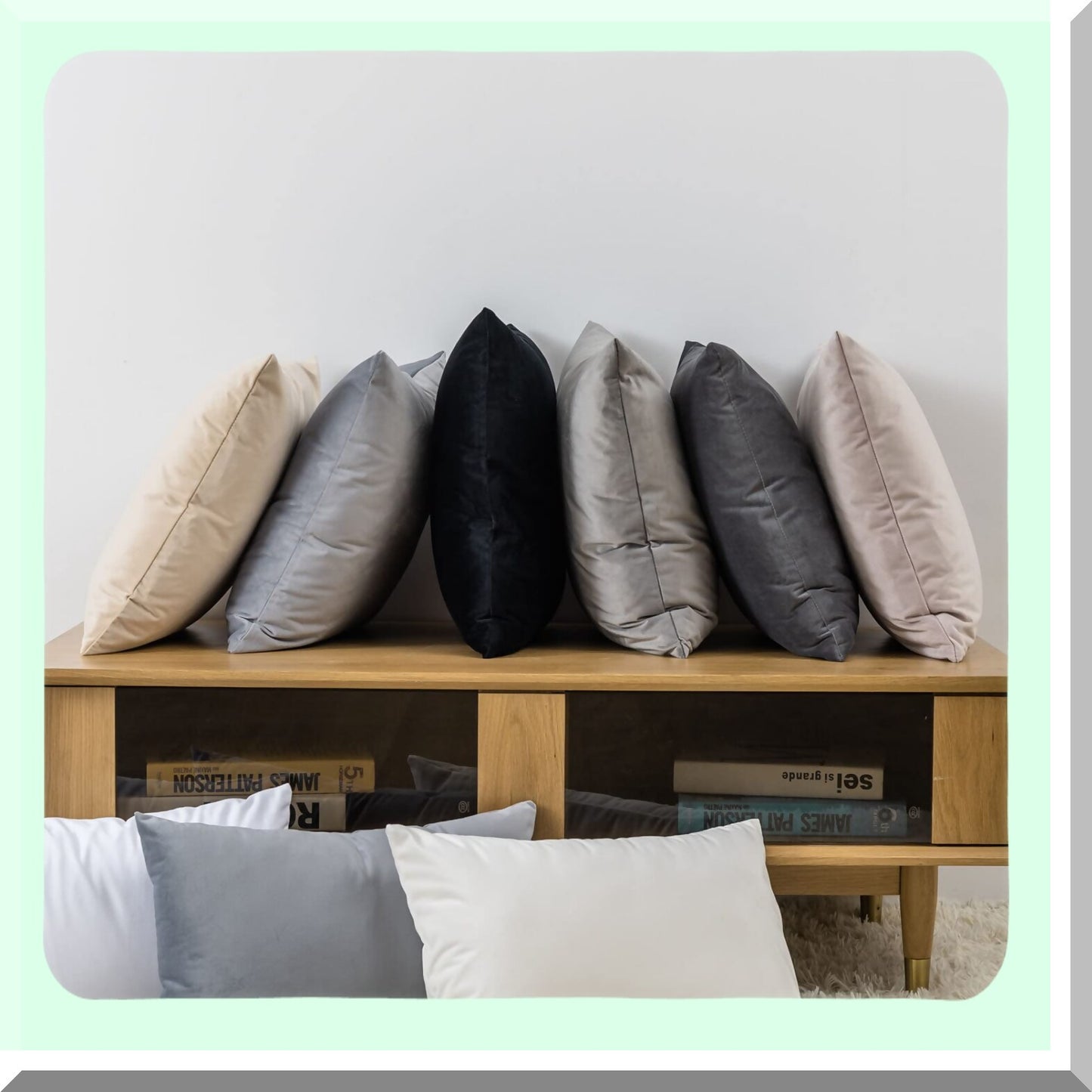 Luxury Black Velvet Euro Throw Pillow Covers - Set of 2 28x28 inch - Living Room Decorative Cushion Cases - Soft Square Sofa Bedroom Accessories