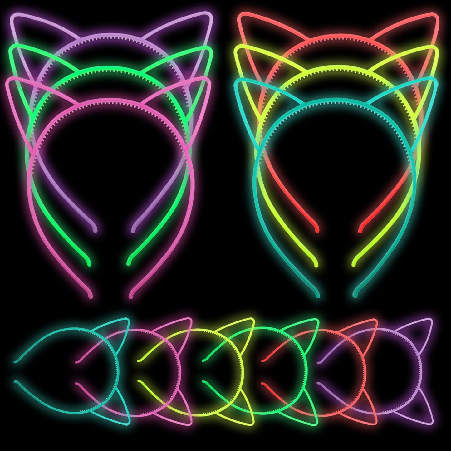 Glow Dark Cat Ear Headbands for Girls and Women