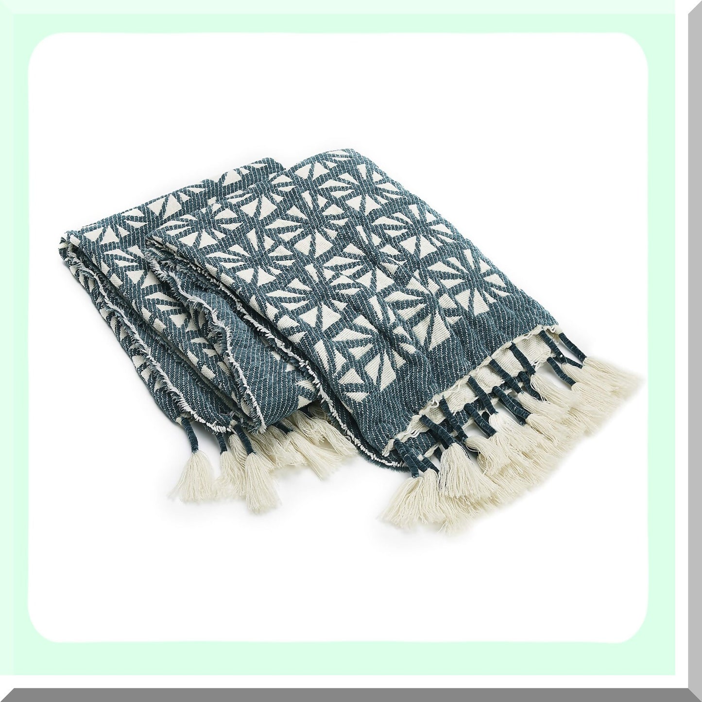 EcoLuxe Green Planetarium Fringed Throw Blanket, 50x60