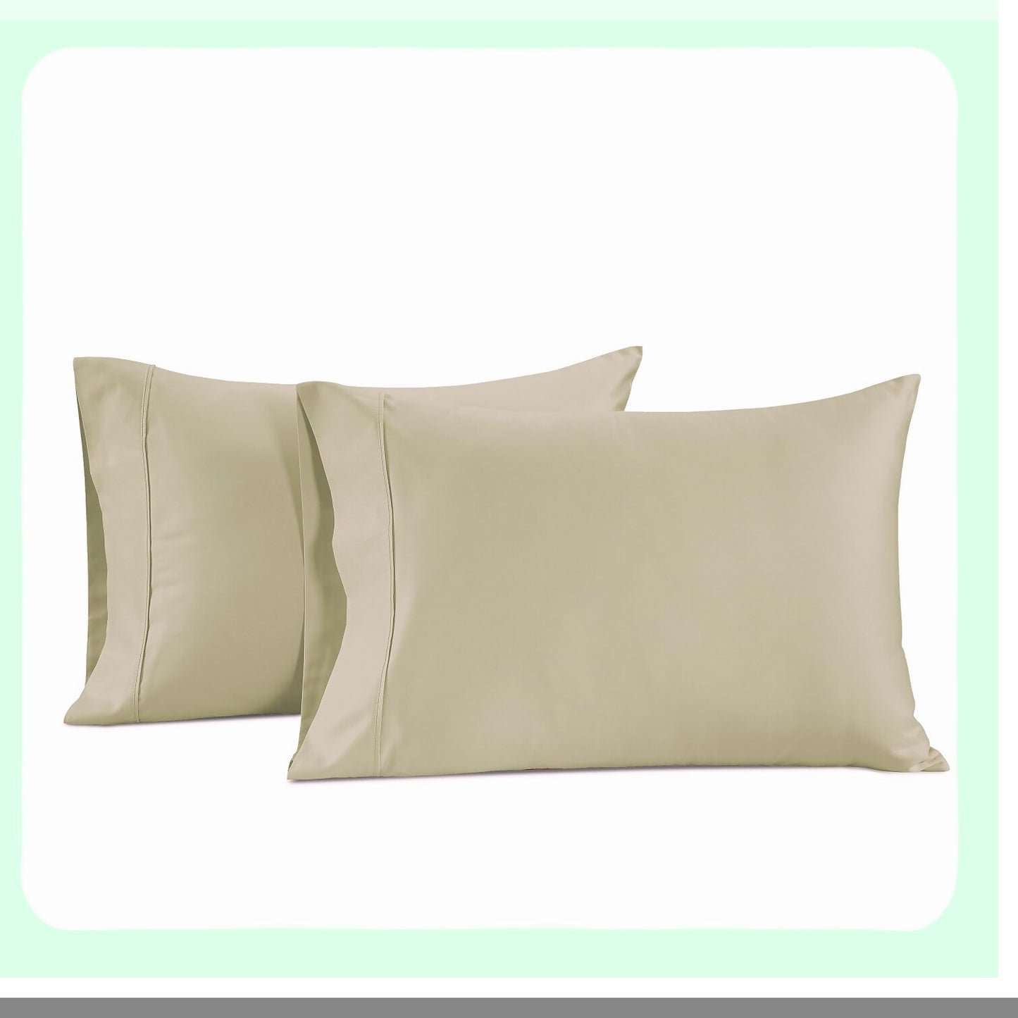 Luxury Cotton Silk Pillowcase Set - Standard Size 20" x 30" - Extra Soft & Breathable Pillow Covers - Hotel Collection with Elegant 4" Hem Detail - Pack of 2