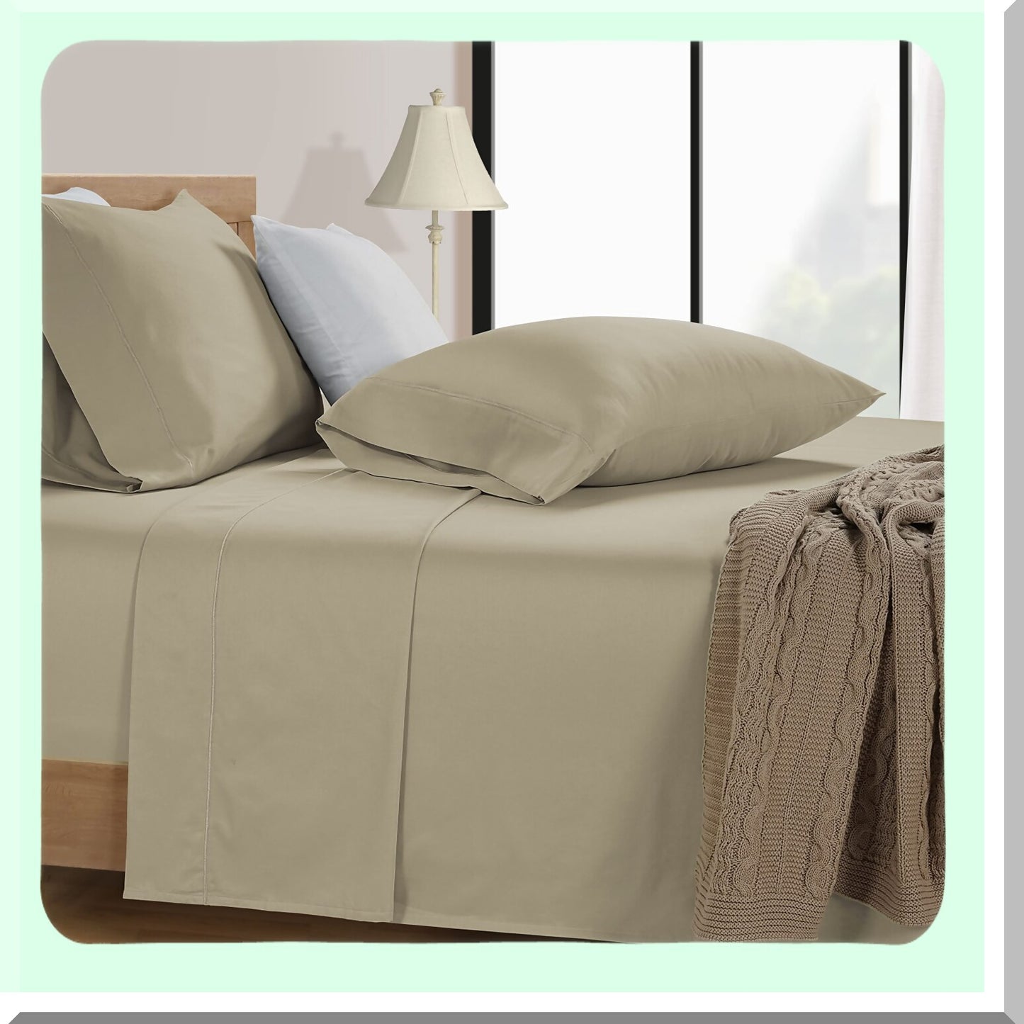 Luxury Cotton Silk Pillowcase Set - Standard Size 20" x 30" - Extra Soft & Breathable Pillow Covers - Hotel Collection with Elegant 4" Hem Detail - Pack of 2
