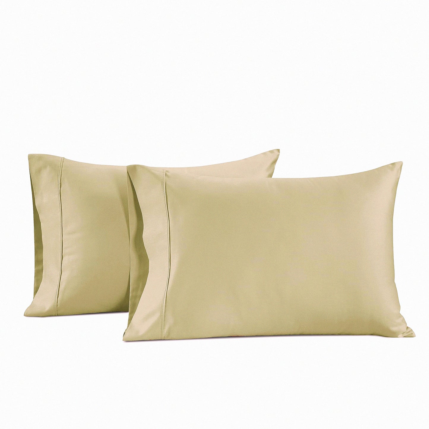 Luxury Cotton Silk Pillowcase Set - Standard Size 20" x 30" - Extra Soft & Breathable Pillow Covers - Hotel Collection with Elegant 4" Hem Detail - Pack of 2