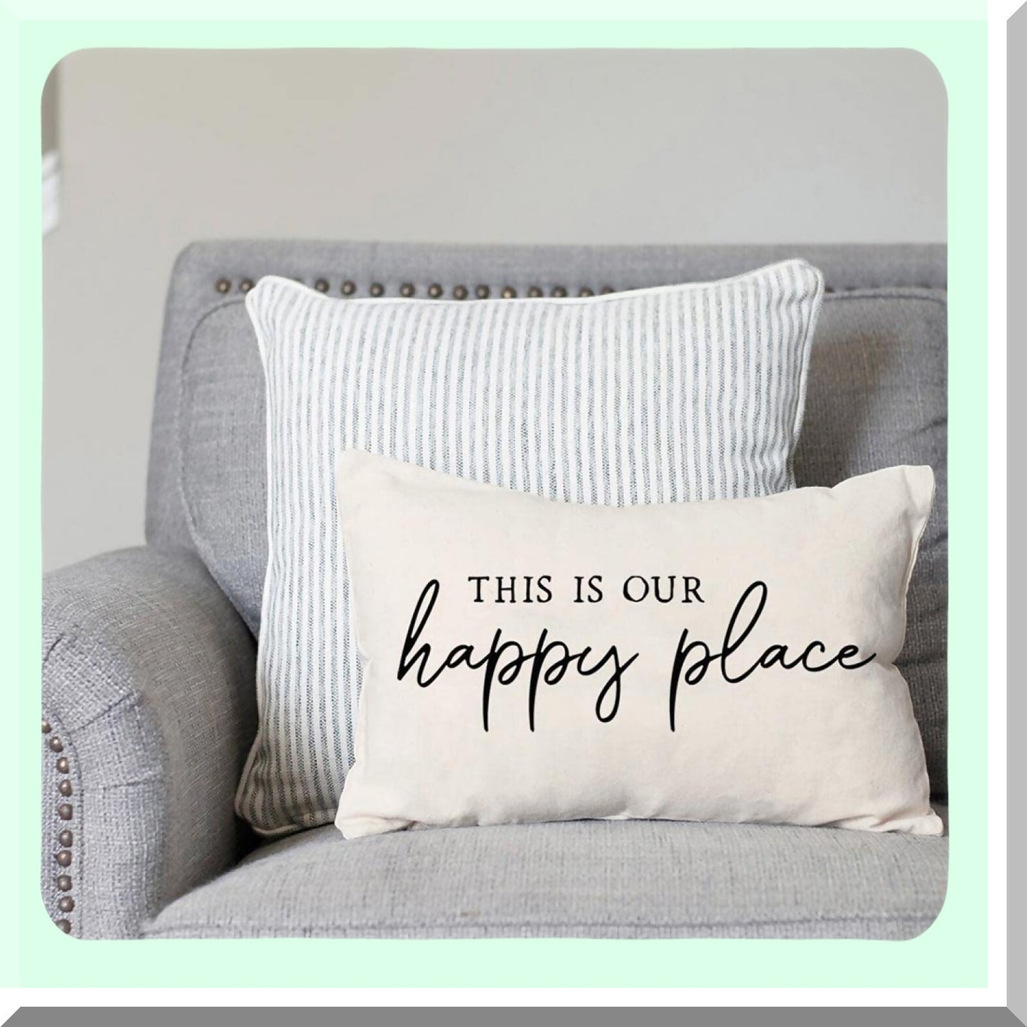 Rustic Farmhouse Lumbar Pillow Covers Set of 2 - Welcome This is Our Happy Place Decorative Throw Cases for Living Room Bedroom & Outdoor Porch