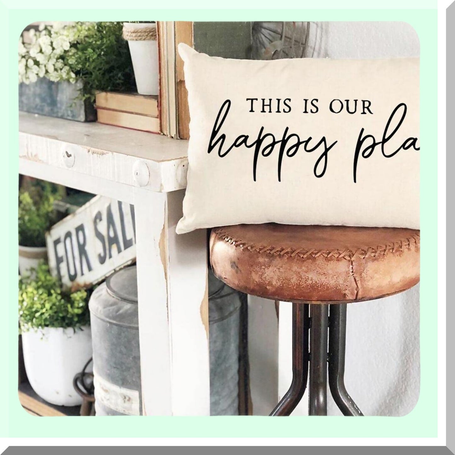 Rustic Farmhouse Lumbar Pillow Covers Set of 2 - Welcome This is Our Happy Place Decorative Throw Cases for Living Room Bedroom & Outdoor Porch