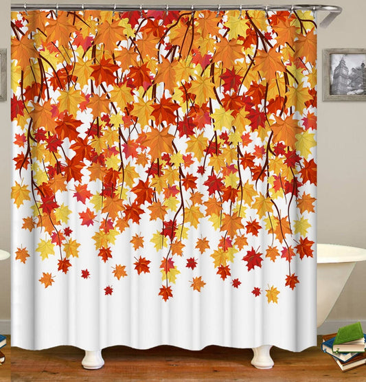 Red Leaves Autumn Shower Curtain 72x72 Inch