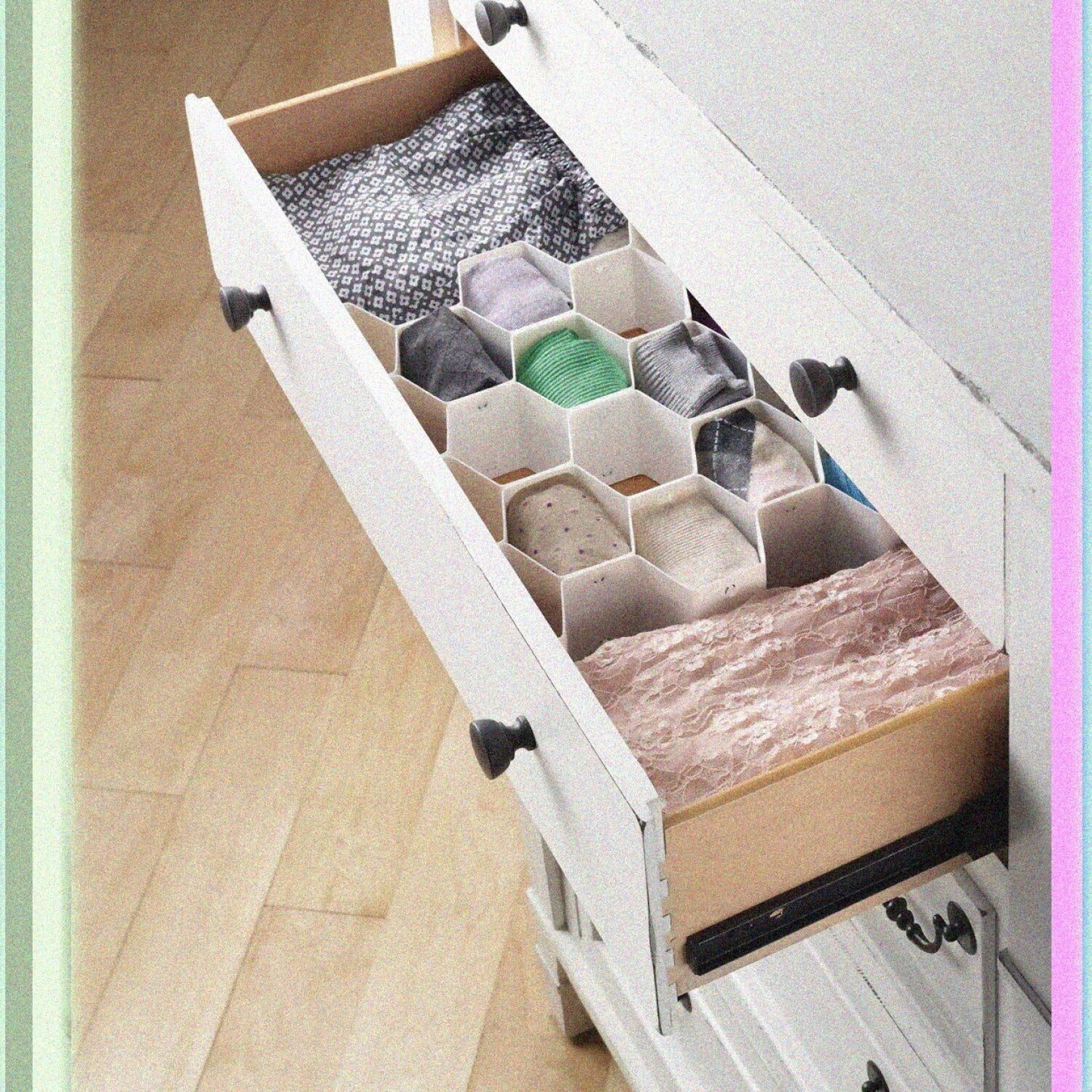 Honeycomb Drawer Organizer White 13 Inches