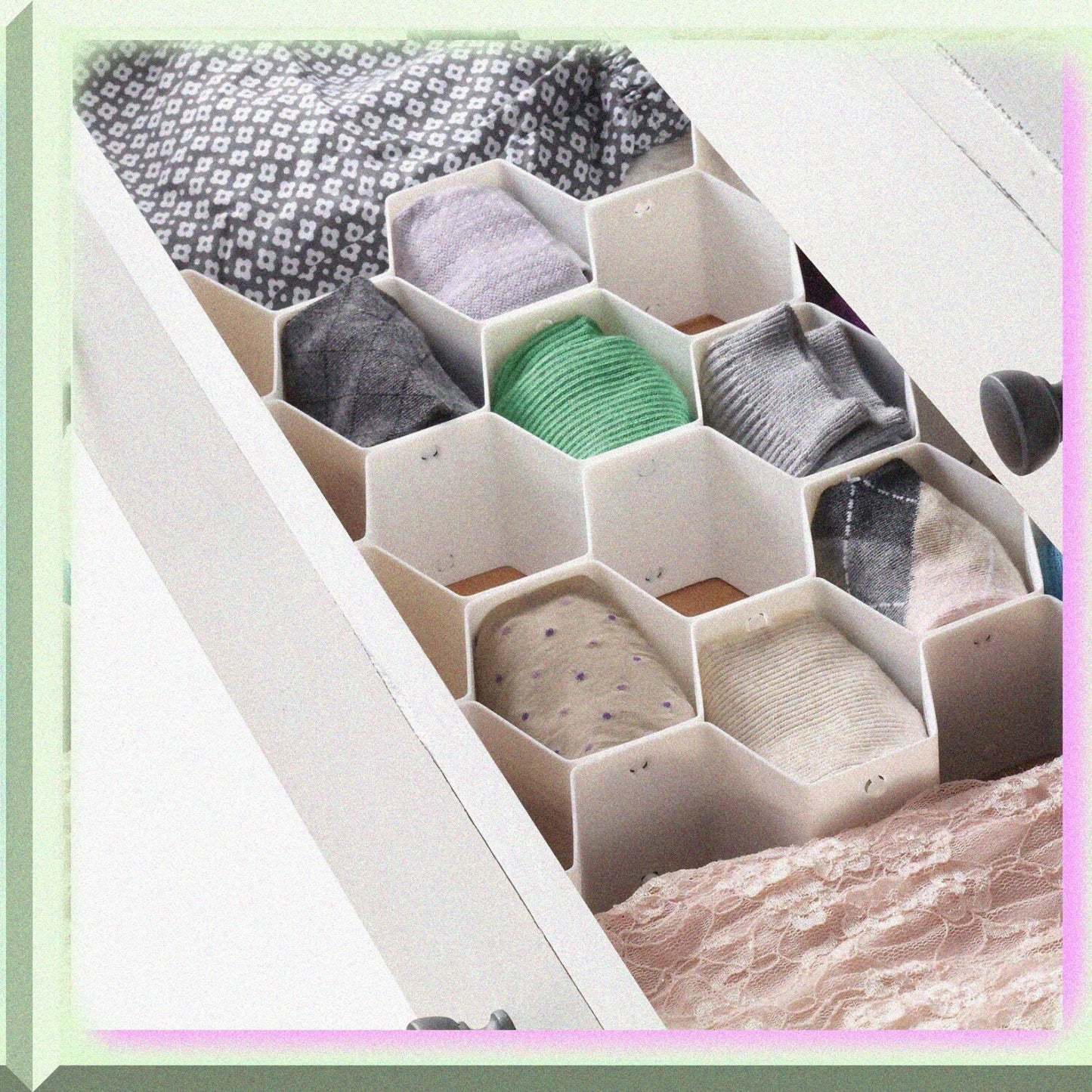 Honeycomb Drawer Organizer White 13 Inches