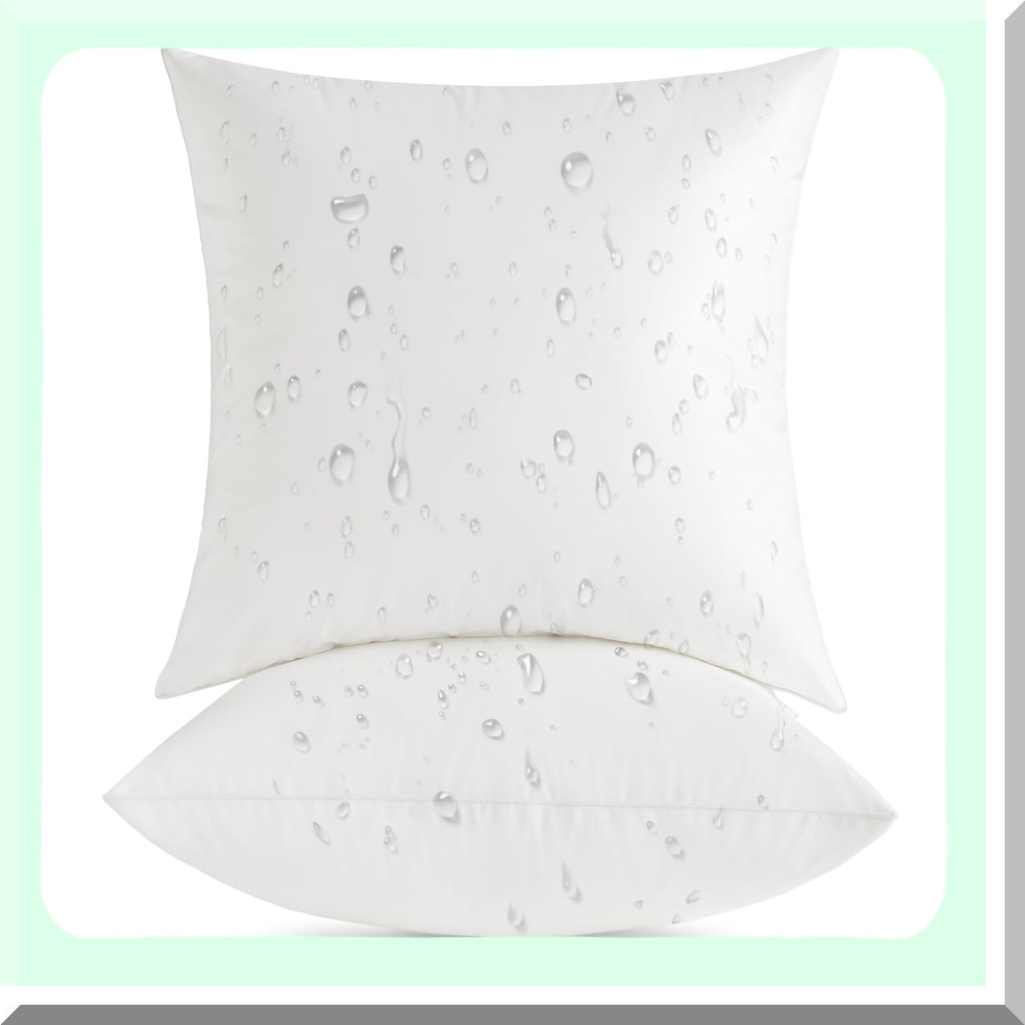 Waterproof Square Pillow Inserts - Pack of 2, Decorative Throw Pillows for Outdoor Furniture, Couch, Sofa, Bed - 18x18 White Pillow Set