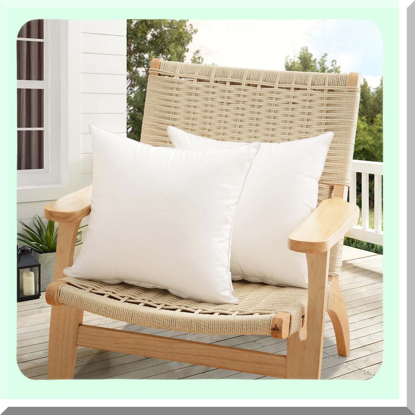 Waterproof Square Pillow Inserts - Pack of 2, Decorative Throw Pillows for Outdoor Furniture, Couch, Sofa, Bed - 18x18 White Pillow Set