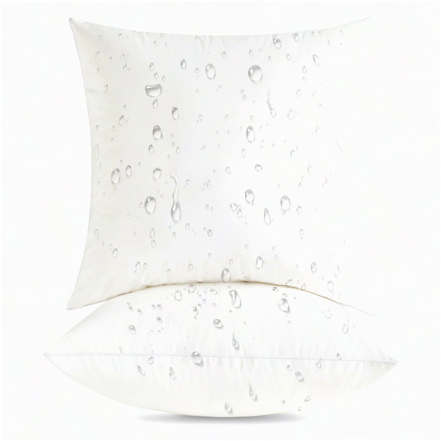 Waterproof Square Pillow Inserts - Pack of 2, Decorative Throw Pillows for Outdoor Furniture, Couch, Sofa, Bed - 18x18 White Pillow Set