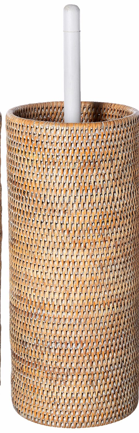 Hand Woven Rattan Tet Roll Stand White Wash