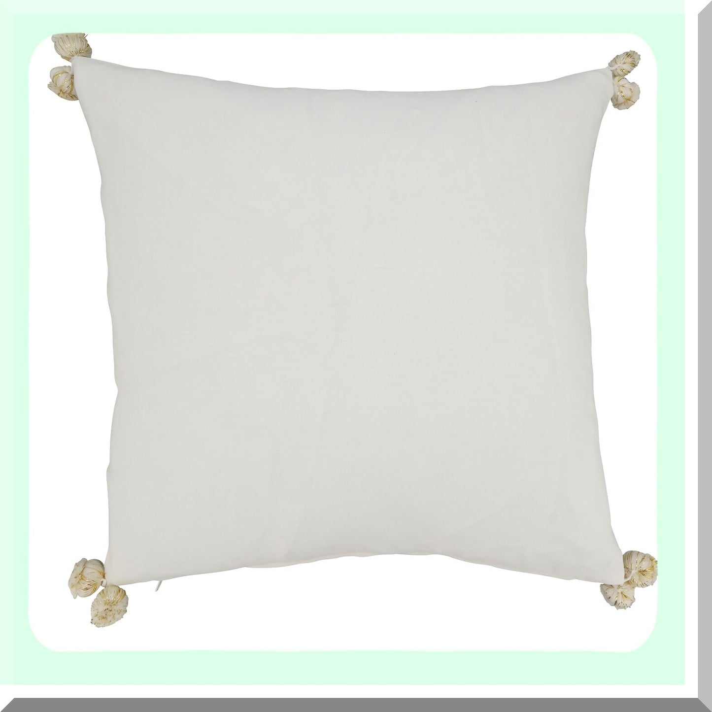 Golden Festive Pom-Pom Trim Holiday Trees Pillow Cover - 18"