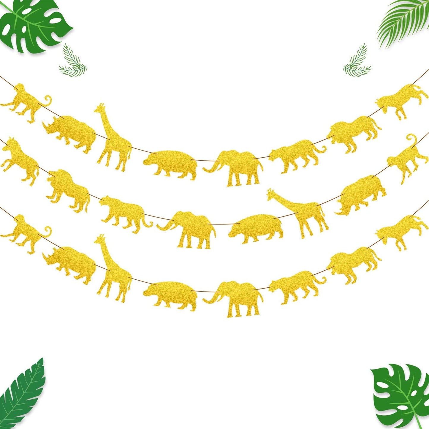 Gold Jungle Safari Banner Garland for Baby Shower and Birthday